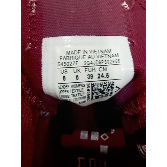 Converse Chuck Taylor All Star Low Top Sneaker In Dark Red/Silver Women's Size 8 - Picture 8 of 8